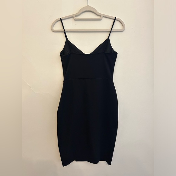 NORDSTROM | LEITH BLACK MIDI BODY CON DRESS WITH SLIT - SMALL - Picture 5 of 7